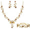 Clearine Damen Hochzeit Schmuck Set für Party Prom Blatt Cluster Blume Kristall Anhänger Halskette baumeln Ohrringe und Armband für Champagner Gold Ton
