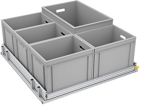 Tinobu Auszugsystem für Selbstausbau in Wohnmobilen, Länge 90cm, Belastung bis 220kg, Auszugsregal (Breite: 80cm)