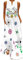 Ocean Plus Damen Maxikleid Vintage-Bedruckte Sommerkleid für Mehrfarbiges Langes Ärmelloses Kleid in Mehrfarben mit V-Ausschnitt (L, Blumenkranz)