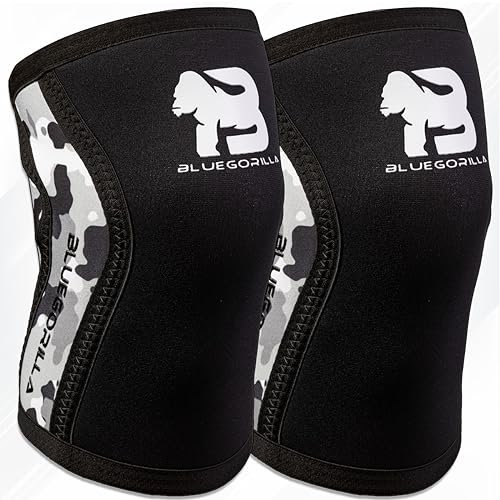 BLUEGORILLA Rodillera de Neopreno para CrossTraining, weightlifting, halterofília... Nivel medio (agilidad/fuerza) 5mm. Unisex (M, Camo negro)