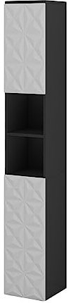 Vicco Badschrank Edge, Schwarz/Weiß, 30 x 189.5 cm mit 2 Türen und 3 Fächer