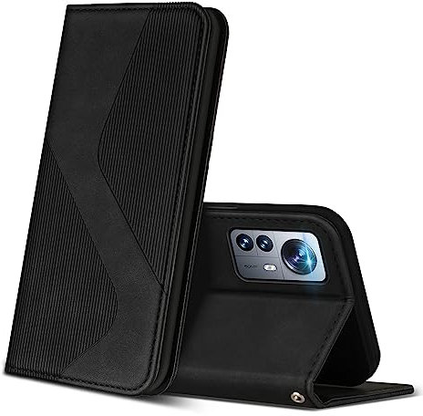 ZONNAVI Cover per Xiaomi 12 PRO, Flip Custodia Pelle PU con [Slot Cart] [Supporto Stand] [Magnetica], Cover a Libro Portafoglio per Xiaomi 12 PRO (Nero)