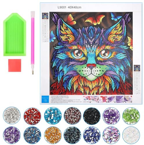ARONRAVE Diamond Painting Kits, 5D Diamond Painting Katze Geschenke Diamond Painting Zubehör Full Bilder Diamond Diamond Painting Geschenke für 8 9 10 11 12 Jährige Mädchen