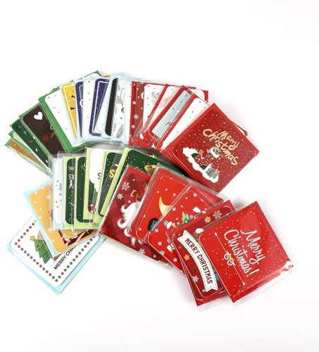 Mini-Weihnachtsgrußkarten, niedliche Tiere, Weihnachtsgrußkarten, leere Weihnachtskarten, Bulk, Merry Christmas Grußkarten, Festivalfarbe, 7 cm, 24 Stück