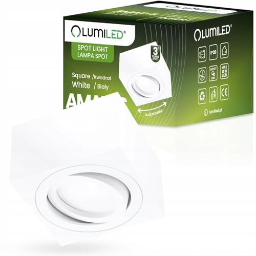 Lumiled Aufbaustrahler Aufbauspot, Aufputz Deckenlampe, Aufbauleuchte Deckenspot, rund, schwenkbar 15°, in weiß, Spot Downlight aus Aluminium, für LED Insert Modul, 230V, L: 8cm, H: 5cm