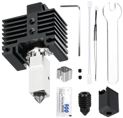 HIKUDIY Kit Hotend per Bambu Labs X1/X1C 3D Printer, con blocco riscaldante in rame placcato, ugello in acciaio temperato, calza in silicone per Hotend, termistore (non per P1S/P1P)