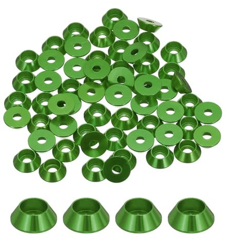 QUARKZMAN M3 Arandelas Cónicas Arandelas de Cabeza de Copa de Aluminio Anodizado para Tornillos Accesorios de Modelos RC/FPV/PC/Drones/Mecánicos Paquete de 60 Unidades Verde