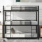 Idemon 90x200cm Bettgestell Metallbett,Etagenbett,Eisenbett, Dreifach-Etagenbett für Kinder, Jugendliche und Erwachsene, Schwarz