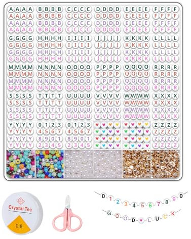 SJZWSD 1800+ Set: Perlen für Armbänder & Buchstabenperlen, Alles-in-einem Schmuckherstellungs-Kit inkl. Kristallfaden, Rocailles, Perlen, Anhänger - Perfekt für Selbstgemachte Halsketten, Armbänder…
