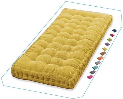 Bankauflage, Sitzkissen Bank, Rutschfestes Bankkissen Outdoor, Sitzpolster Indoor, Gartenbank Kissen 120, 100, 150, 150x45, 150x55, 150 x 40, Sitzauflage Bank für Garten, Terrasse, Schaukel(Yellow 1b,