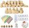 Annickee 50 Pezzi Dadi di Legno Vuoti, Dadi Da Gioco Cubi Legno, 20mm &12mm, Non Verniciato Cubi per Artigianato con Drawstring Sacchetto E Colore Dot Sticker, Cubetti per Fai da te e Artigianato