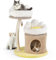 GOPLUS - Árbol para gatos (83 cm, diseño de flores, pequeño árbol para gatos con 2 perchas, cómodo condominio para gatos, con revestimiento de sisal, bola colgante interactiva, para gatos de interior