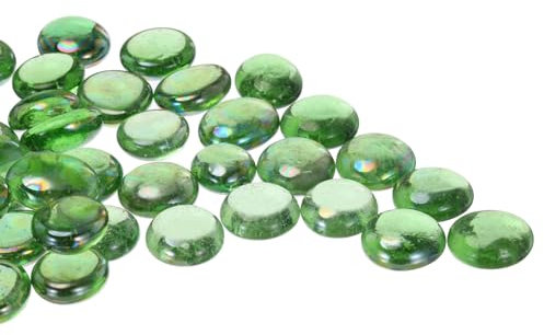 sourcing map Glass Beads,36pcs Flat Glass Gemstone Transparent Green 0.44lbs (0.67-0.87) Glass Marbles Pebbles for Vase Fillers Aquarium Decor DIY Craft
