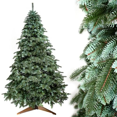 Evergreen Tree® Künstlicher Weihnachtsbaum 230 cm - Premium Tannenbaum Künstlich 100% Spritzguss Weihnachtsbaum mit Ständer aus Naturholz, Made in EU - Artificial Christmas Tree