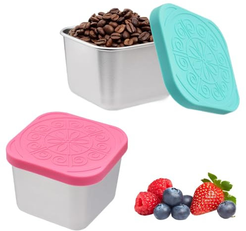 WPNCYK 2pcs Kids Snack Box, Snack Pots, Stainless Steel 180ml, Cute Food Storage Containers for Snacks, Fruits, Lunch, Nuts
