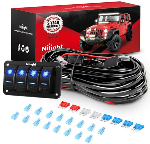 Nilight 12V On/Off Rocker Switch Panel LED Light Bar Wiring Harness Kit