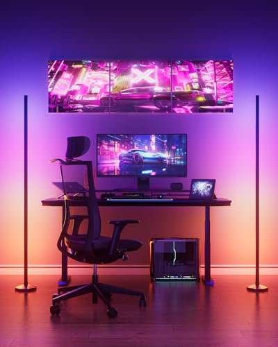 WISIMMALL 2 Stück LED Stehlampe, RGBIC Stehlampe Wohnzimmer Dimmbar mit Fernbedienung&APP, 170cm Stehleuchte mit 16 Millionen Farben und 300 Szenenmodi für Wohnzimmer, Schlafzimmer - mit Musik-Sync