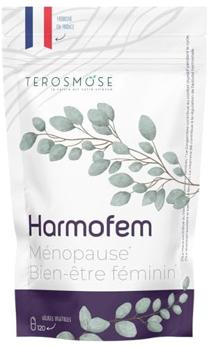 Harmofem • Complément Naturel Ménopause | Bouffées de Chaleur, Sueurs Nocturnes, Fatigue, Humeur | Maca, Alchémille, Gingembre, Ginseng, Vitamine B6 | 120 Gélules – Fabriqué en France