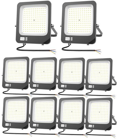 LED Strahler Außen 100W, Fosingut Superhell LED Scheinwerfer Innen,Kaltweiß Flutlicht Werkstattlampe,IP66 Wasserdicht Wandleuchte Außenstrahler,Baustrahler led Fluter für Garten,Keller,Garage-10pcs
