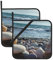Coast Rock, set di presine quadrate, resistenti al calore, impermeabili, per grigliare, cuocere al forno e microonde (confezione da 2 con tasca e gancio per appenderlo)