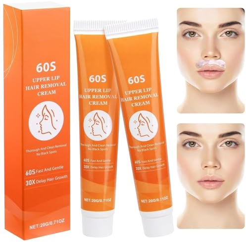 Vibbang 2 Stück Gesichtshaarentfernung Creme,Oberlippenhaarentfernung, Haarentfernungscreme,Enthaarungscreme Gesicht,Wirksame Enthaarungscreme für Gesicht,Schmerzfreie,Hair Removal Cream For Women Man