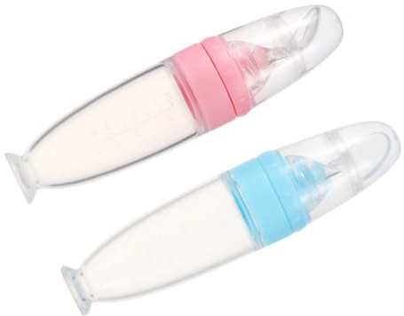 BESPORTBLE 2stücke Nahrungsspender Mit Standfuß Und Maßstab Flexibler Silikonlöffel Und Nuckel Für Zahnungsschmerzen Praktische Flasche Zum Dosieren Und Füttern Zu Hause Und Unterwegs