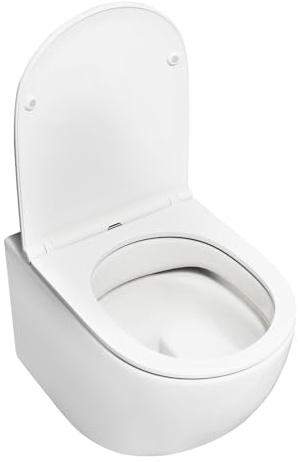COSTWAY Sanitari Bagno a Muro con Doppio Scarico e Facile da Pulire | Sanitari Bagno Sospeso con Meccanismo di Chiusura Ammortizzata e Accessori di Montaggio