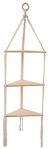1/2/3 Schichten Retro Seil Holz Hängeregal Eckregal Haus Lagerung Organizer Leiter Schweberegale für Schlafzimmer Schweberegale Halterungen Holz Wandmontage Eckregal Organizer für Schlafzimmer
