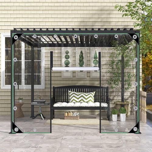 Wasserdichte transparente PVC-Planen-Vorhänge mit Reißverschluss-Tür, 0,3 mm, wetterfeste Trennwand für Pergola-Pavillon-Schutz