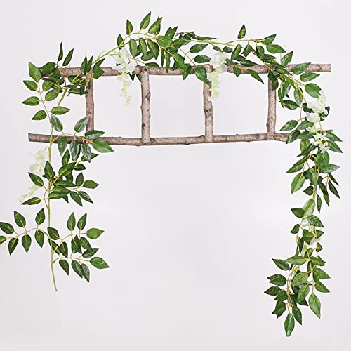 FACAIIO Künstliche Glyzinie Blume Rebe Girlande 200cm lang für Hochzeit Party Garten Deko Hängende Efeu Dekor für Wand Tür Zaun (Weiß/Grün/Rosa/Lila)