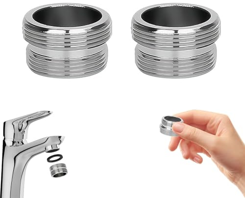 LEIIERUY 2 Pezzi Adattatore Rubinetto Acciaio Inox – M22 Maschio a M24 Maschio, Connettore per Rubinetti Cucina e Bagno, Compatibile con Tubo da Giardino, Filtri Acqua, Rompigetto