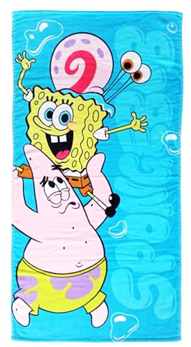 United Labels Spongebob Schwammkopf Kinder Strandtuch - Badetuch Handtuch 100% Baumwolle 120 x 60 cm Blau