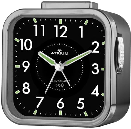 Atrium Wecker Analog Quarz ohne Ticken lauter Alarm große Ziffern schwarz A530-4