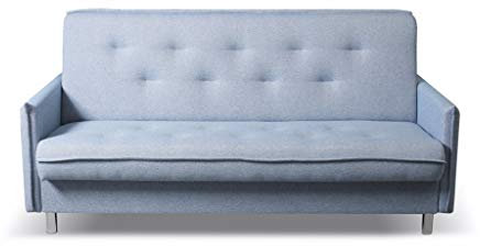 MOEBLO Sofa mit Schlaffunktion und Bettkasten, Couch für Wohnzimmer, Schlafsofa Federkern Sofagarnitur Polstersofa Wohnlandschaft mit Bettfunktion - LILA (Blau)