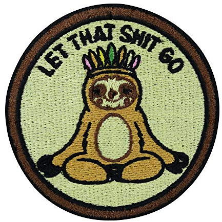 Finally Home Let that Sh** go Faultier Patch zum Aufbügeln - Meditation | Faultier Aufnäher: Tiere, Sloth, Boho & Yoga. Als Bügelbild für Jacke & Rucksack.