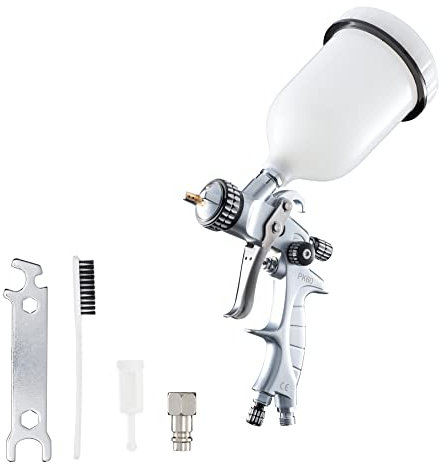 BenBow PK60 MP 1,3 mm ugello + serbatoio di vernice da 600 ml – ideale per la pittura automobilistica e fai da te – pistola a spruzzo