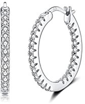 Creolen Silber Damen Ohrringe, 925 Silber Creolen mit AAA Zirkonia Damen Schmuck Geschenke Durchmesser 20mm