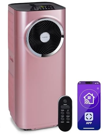 Klarstein Kraftwerk Smart 12K Mobiles Klimagerät – 12000 BTU, 35-59 m², App & Alexa Steuerung, 3-in-1 Kühlung, Entfeuchter & Ventilator, 50 dB, Timer, WiFi, Abluftrohr Inkl., Metallisch Rosegold
