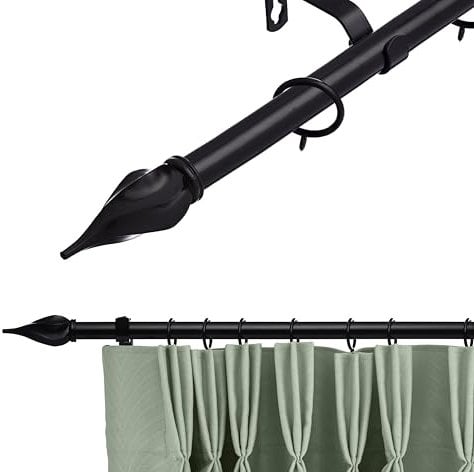 16-19 mm Extendable Metal Curtain Pole Rods Voile Easy Fitting Spiral Black 120-210 cm