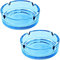 marion10020 Glas Aschenbecher Aschen-Becher Ascher, klassisches rundes Design, Ø 10,5 cm, blau, 2er-Set
