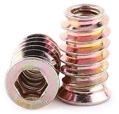 Tyenaza 20 Piezas Tuercas para Madera, Tuerca de Inserción de Madera, Insertos Roscados para Madera, Inserto Roscado Hexagonal Aleación de Zinc Tuerca, para Muebles de Madera(M6 x 20 mm)