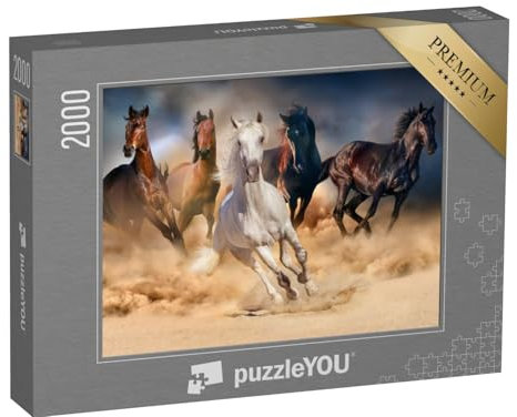 puzzleYOU: Puzzle 2000 Teile „Wilde Schönheiten: Kraftvolle Pferde im Galopp“ – aus der Puzzle-Kollektion Tiere