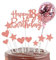 Personalised Rose Gold Cake Toppers for Girl's 18th Birthday - Happy Sign, Glitter Cupcake Toppers Kit
