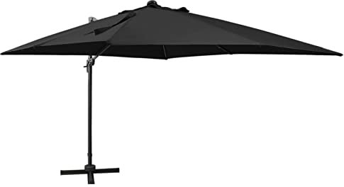 Catherinol Sombrilla voladiza con poste y luces LED, Parasol Terraza, Sombrilla Terraza Exterior, Parasol Jardin, Sombrilla Jardin, Sombrilla Playa, Parasol Excentrico, negro 300 cm