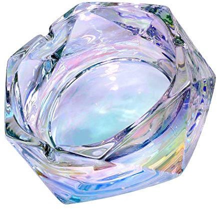 Glas-Aschenbecher für Zigaretten, Tischaschenbecher und moderne Dekoration für Zuhause, Büro, Bar, Restaurant, drinnen und draußen (mehrfarbig, große Größe)
