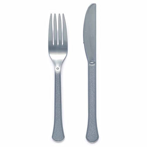 Amscan 9915411-215 - Graphite Grey Eco-Friendly Re-usable Dishwasher Safe Mixed Cutlery - 24 Pack