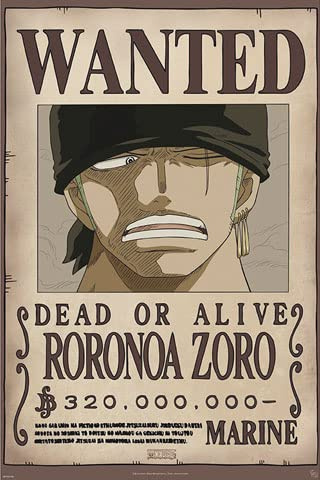 empireposter One Piece - Wanted Zoro - Manga Anime Poster Grösse 61x91,5 cm + 1 Packung Powerstrips® - Inhalt 20 Stück