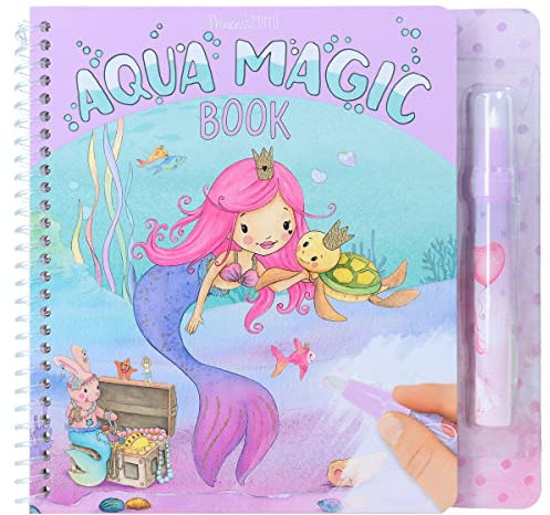 Depesche 12096 Princess Mimi Aqua Magic Book - Malbuch mit versteckten Prinzessinnen-Motiven, Kreativbuch mit 5 wiederverwendbaren Seiten und einem Wasserstift