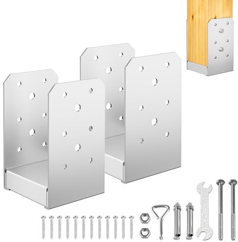 FMhotu 4x 4 Post Base, 2Pcs Stainless Steel Adjustable Post Anchor Bracket, Adjustable Post Base for Pavilion Deck Porch Handrail Railing Support Decorative Anchor Plate(Internal Size 3.5 x 3.5)