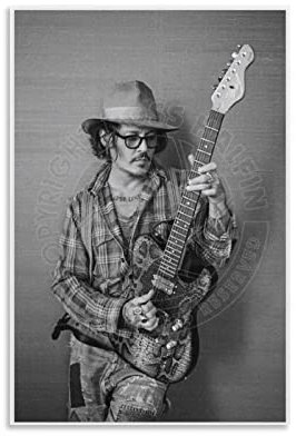 NANXIANG Johnny Depp Poster, berühmter Musiker, der Gitarre spielt, Leinwand, Wandkunstdruck, Poster, Foto, Bild Painti